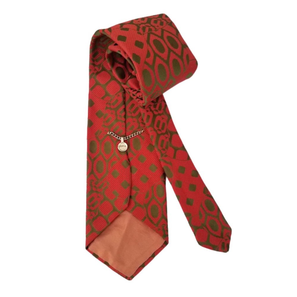 LILLY DACHE' Rust Orange & Olive Green Men's Tie